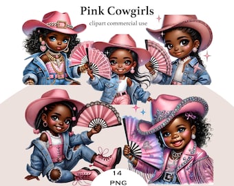 Where Them Fans At Pink Cowgirl Little Black Girl Tumbler Design Bundle Black Cowgirl with Pink Clack Fan