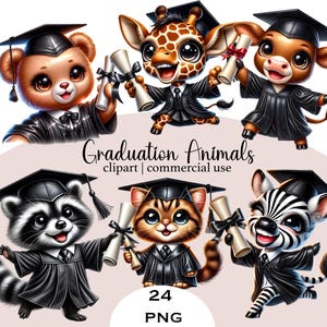 Graduation Animals Clipart Cute Animals Graduate Printable png Teddy Bear in Graduate Hat School Graduation Animals Cute for Printing
