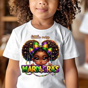 Little Miss Mardi Gras sublimation PNG transparent background