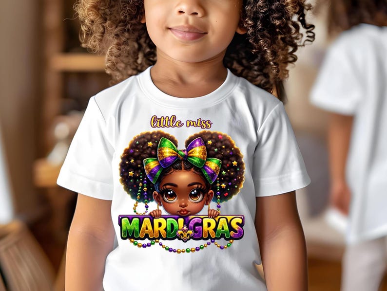 Little Miss Mardi Gras sublimation PNG transparent background