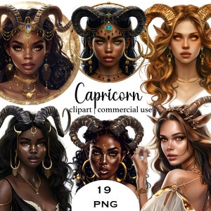 Zodiac Capricorn Bundle PNG Sublimation Horoscope Fantasy Black Woman Zodiac Celestial Star Sign Design Bottle Tumbler Wrap Digital Download