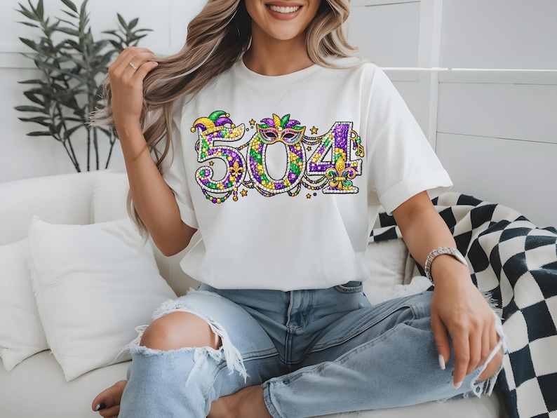 New Orleans Mardi Gras 504 festival shirt PNG