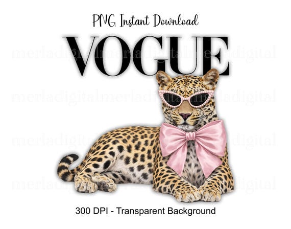 Chic Leopard PNG, Glam Sunglasses Bow Clipart, Boujee Leopard (Digital Download)
