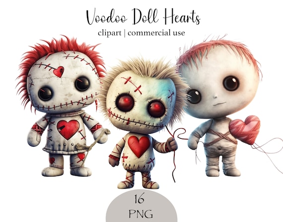 Voodoo Doll Heart Clipart – 16 Creepy-Cute PNG Designs (Digital Download)