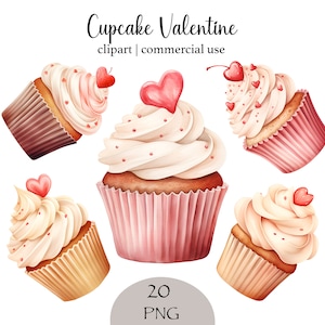 Cupcakes Clipart png Valentine Cupcake Digital Planner Baked Goods Watercolor Cute Dessert Clipart Commercial Use png, Digital Download