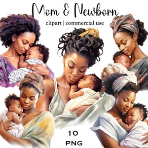 Dia Das Mães Clipart Preto Mamãe e Bebê Png Arquivos Aquarela Mamãe Negra Recém Nascida Clipart Downloads Digitais Confecção de cartões Artesanato de papel digital