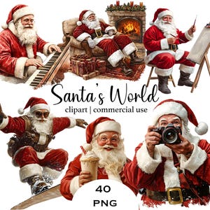 Pacote de clipart de Papai Noel em aquarela Papai Noel engraçado Imagens de Natal Natal Papai Noel Clipart Pacote de clipart de Papai Noel em aquarela Inverno