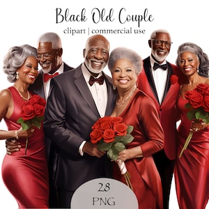Clipart de pareja de San Valentín, pareja negra vieja, San Valentín, clipart PNG, arte de pareja negra, parejas, mujer negra, clipart PNG, día de San Valentín negro