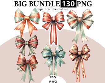 Aquarell Weihnachten Schleife Clipart Bundle, Urlaub Band PNG (digitaler Download)