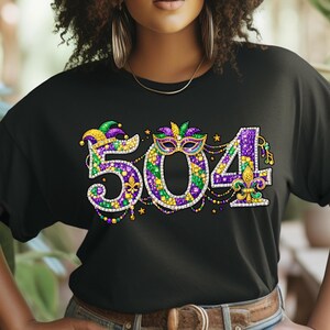 Mardi Gras 504 glitter bead style PNG design