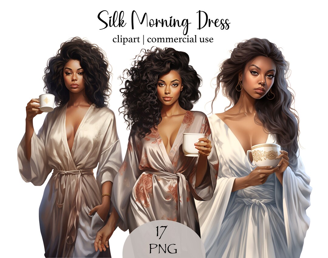 Fashion Black Girl Morning Dress Clipart Bundle Girl Boss Clipart Boss ...