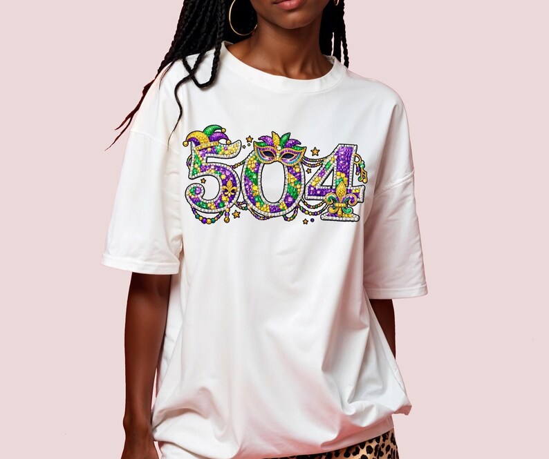 NOLA area code 504 carnival PNG for T-shirt printing