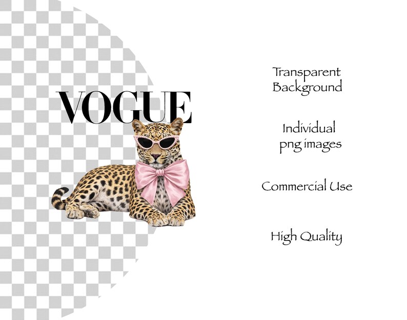 Glam animal print clipart for sublimation and apparel