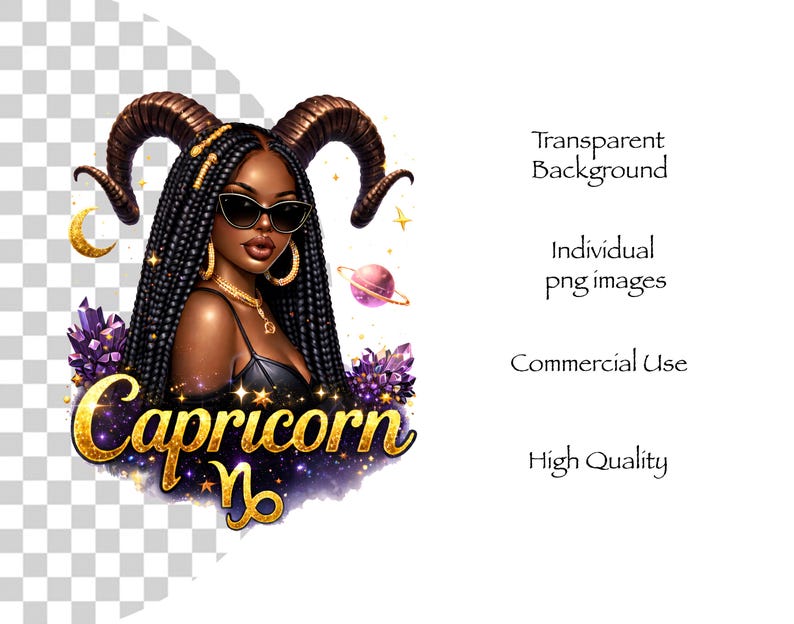 Capricorn queen sublimation PNG transparent background