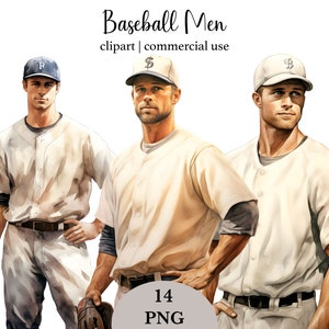 Aquarelle Baseball Clipart Homme en tenue de baseball Baseball Jersey Baseball Player Illustration Téléchargement instantané pour un usage commercial