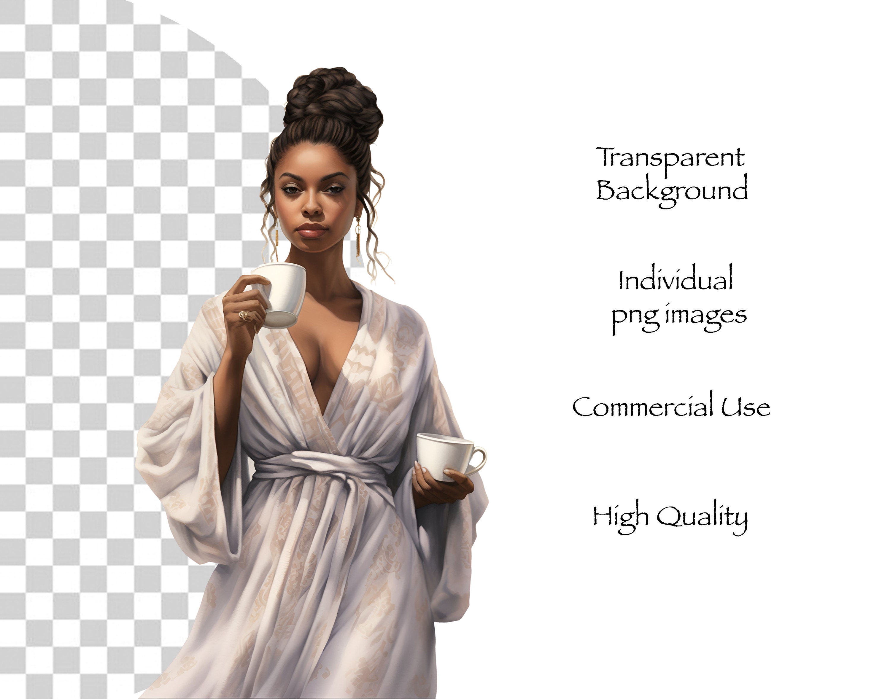 Black Girl Morning Dress Clipart Bundle: Boss Lady PNG (digital ...