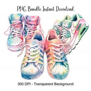 Sneaker PNG Bundle, Colorful Shoes Clipart, Pastel Sneakers PNG, Trendy Shoe