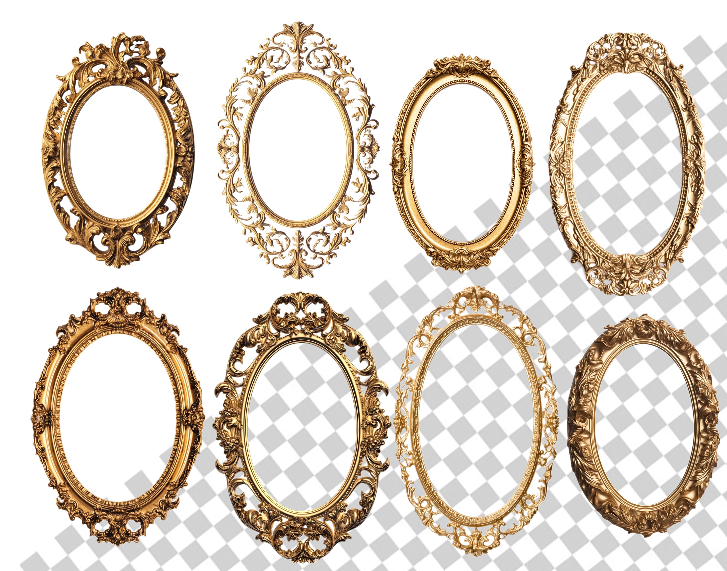 Vintage Gold Baroque Frames Clipart, Commercial Use (PNG Digital ...