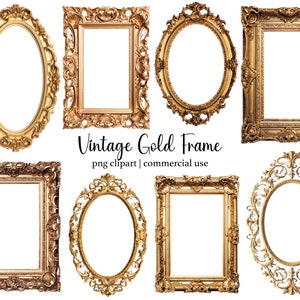 Vintage Goldrahmen Clipart Barock Vintage Rahmen Mockup Clip Art Grafiken Bilder Junk Journals Sofortiger Download Kommerzielle Nutzung