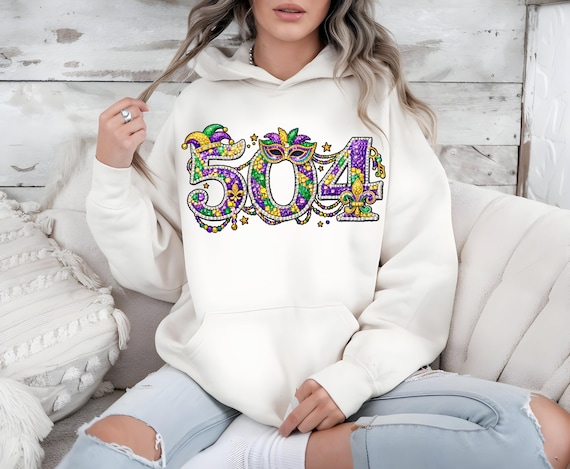 Mardi Gras 504 Rhinestone PNG, New Orleans Design (Digital Download)