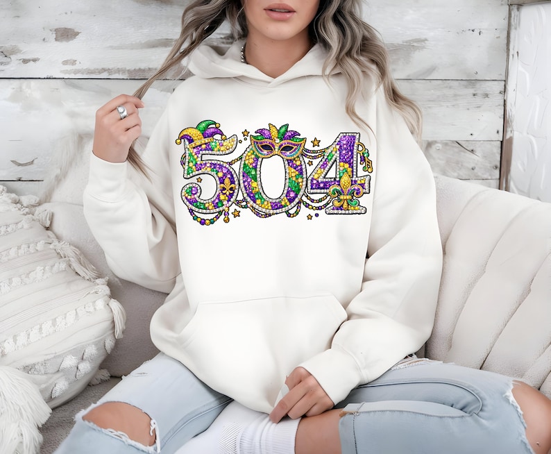 504 Mardi Gras PNG rhinestone style New Orleans shirt design