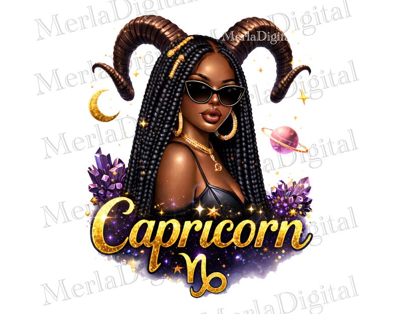Capricorn zodiac PNG black woman astrology shirt design