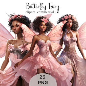 Schmetterling Fee schwarz Mädchen Clipart Rosa Fee Png Clip Art Feen png Fantasy Kunst Grafiken Märchenkunst Natur Fee Sublimation