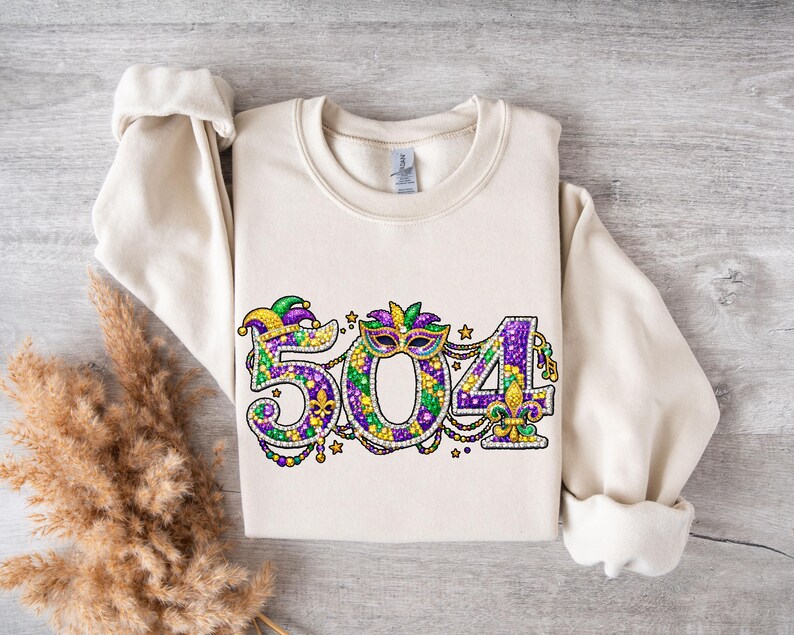 New Orleans 504 Mardi Gras sublimation PNG transparent background