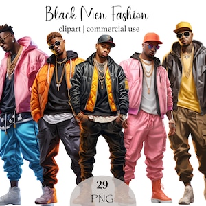 Schwarze Männer Mode Clipart Png Männer Farbe Clipart Planer Aufkleber Schwarzer Mann Street Fashion Png Freund Clipart Sofort download