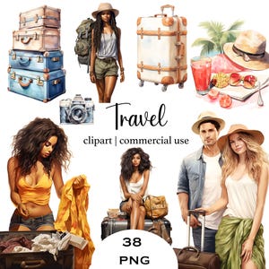 Watercolor Travel Png Clipart Fashion Vacation Clip Art Backpacker Png Summer Vacation Adventure Clipart Travel Girl png