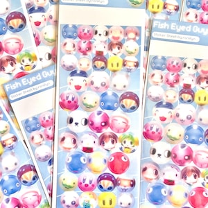 Fish Eye Lens Silly Trinket Deco Sticker Sheet | Clear Glossy Laminate | Toploader | Polcos | Homemade | Journaling | Blind Box | Kawaii