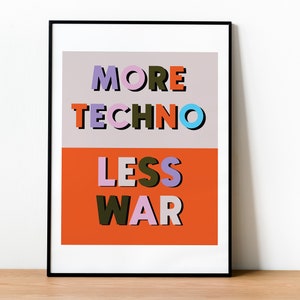 Techno Music Wall Art Bold Typography Print Rave Art Decor for Living Room Festival Print Gift For Him Gift for Him Rave 90s Acid House