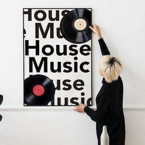 Bold House Music Poster Vinyl Vibes Dance Floor Dj Wall Art Gift For Him Techno Music Print Kitchen Disco Gift for Dj House Music Lover