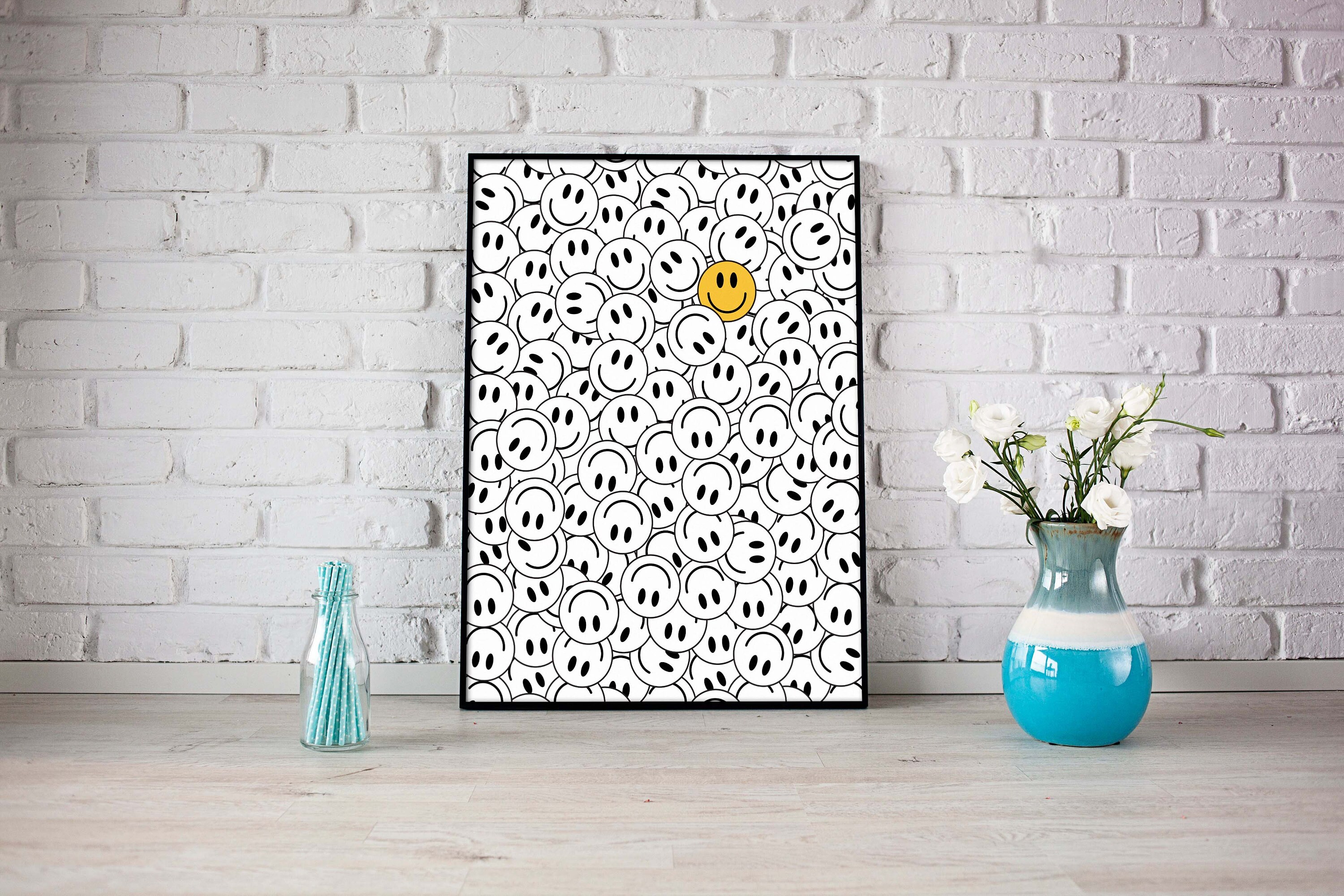 Eclectic Rave Smiley Poster: Acid House Techno Art (printable) - Etsy