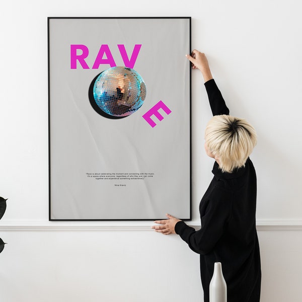 Rave Techno Nina Kraviz Affiche Paroles Danse Musique Citation House Music Print Cadeau pour son cadeau d’affiche imprimable pour Dj Living Room Decor
