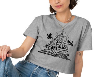 Bookish Fantasy Dragon Women's Crop Top | Gifts for Bookworms, Readers, Fans of Fantasy, Dragons, Adventure, Romance, Romantasy