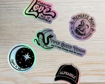 Crescent City Holographic Stickers, Bryce Quinlan Starborn, Light it Up, Alphahole, The Viper Queen, Meat Market, Bookish Gifts for Readers