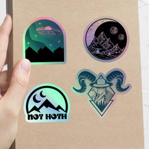 Ice Planet Barbarians Holographic Stickers, Not-Hoth Khui Resonance Cootie, Bookish SciFi Alien Romantasy Gift for Readers, Bookworms