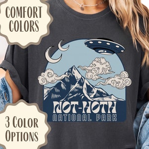 Ice Planet Barbarians Shirt, Comfort Colors Tee, Not-Hoth National Park, Khui Resonate, Bookish SciFi Alien Romantasy Gift for Readers