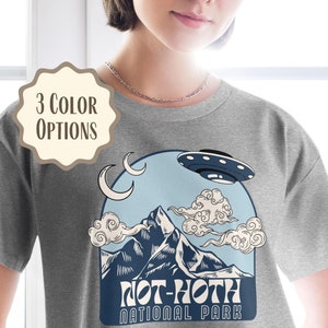 Ice Planet Barbarians Shirt, Crop Top Tee, Not-Hoth National Park, Khui Resonate, Bookish SciFi Alien Romantasy Gift for Readers