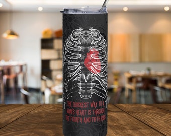 Bookish Stainless Steel Tumbler | The Quickest Way to a Man's Heart is Through the Fourth and Fifth Ribs | Amren Manon Aelin Oraya Violet