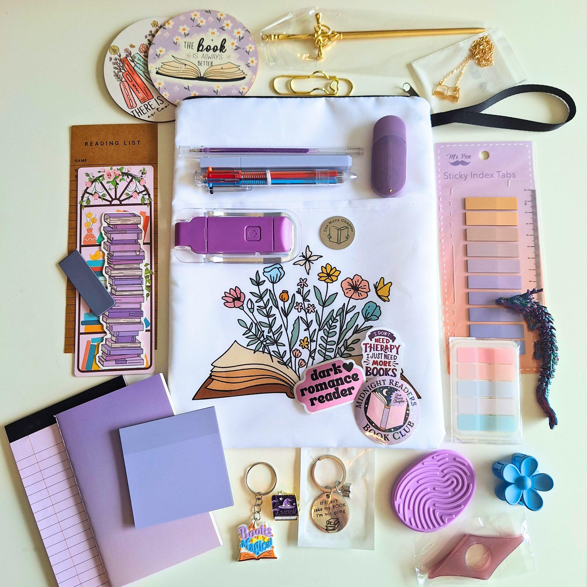 Bookish Bundle Book Box, Mystery Gift for Book Lovers, Reading or E-Reader Accessories for Bookworms, Romance Romantasy Fiction Readers