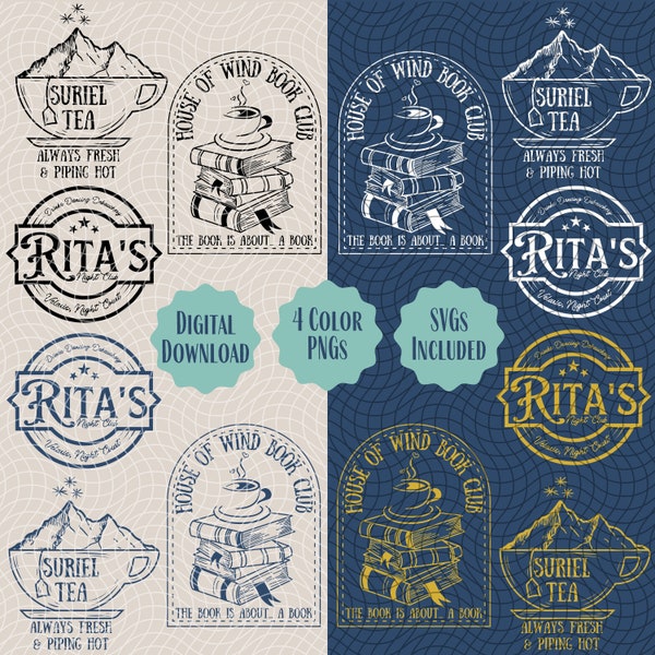 ACOTAR PNG SVG Bundle, Velaris City of Starlight, Rita's Club, Suriel Tea, House of Wind Book Club, Bookish Shirt Sticker Mug Cricut Designs