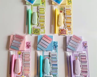 Bookish Bundle Mini Book Box Gift for Book Lovers, Aesthetic Reading Merch, Cute Color Coordinated Annotation Accessories for Bookworms