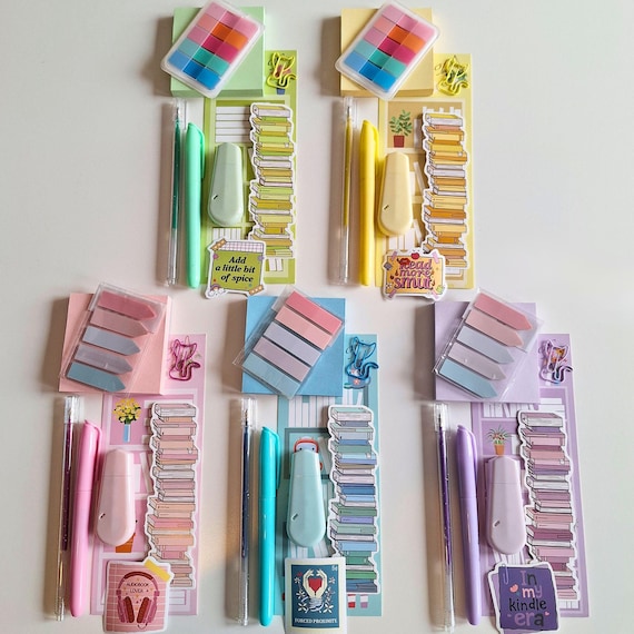 Bookish Bundle Mini Book Box Gift for Book Lovers, Aesthetic Reading Merch, Cute Color Coordinated Annotation Accessories for Bookworms