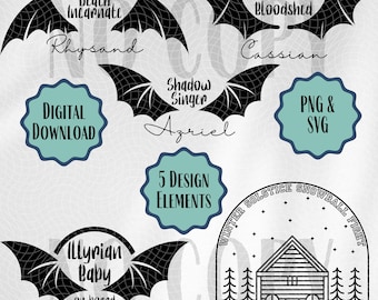 ACOTAR PNG SVG Bundle / Illyrians / The Bat Boys / Rhysand Cassian Azriel / 5 Designs / Bookish Designs para camisetas, tazas, pegatinas Cricut