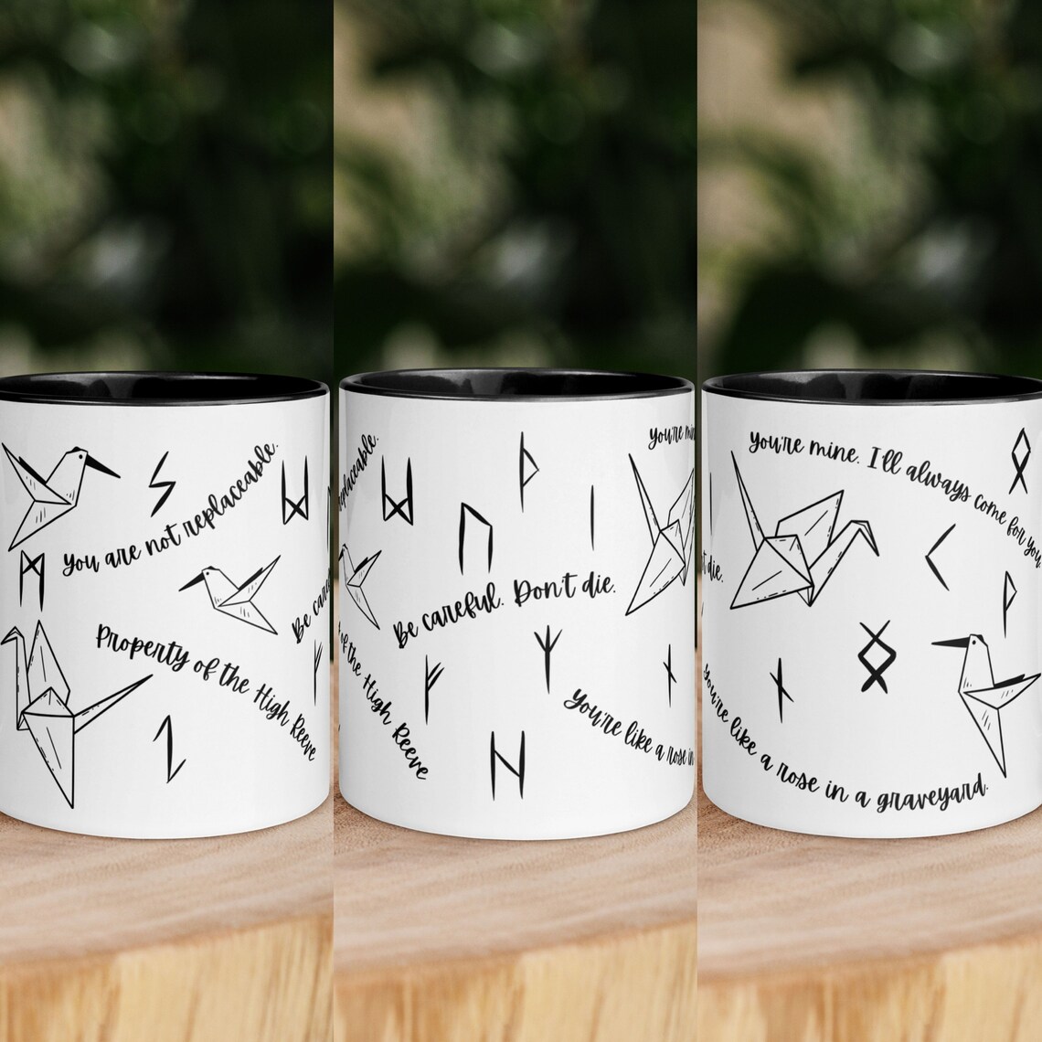 Dramione Manacled Mug, the High Reeve Runes, Paper Crane, Rose in a ...