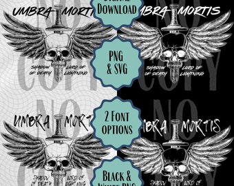 Crescent City SVG PNG Bundle, Umbra Mortis Shadow of Death Lord of Lightning, 2 Fonts Bookish Designs for T-Shirts Mugs Stickers Cricut