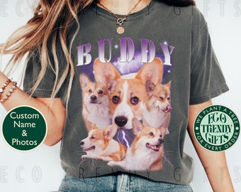 Vintage Custom Dog Shirt, Comfort Colors Retro Collage Personalized Pet T-Shirt, 90s Bootleg Custom Photo Dog Tee, Custom Pet Gift B02