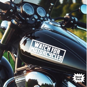 Motorcycle Awareness Vinyl Decal | Bike Safety | Watch for Motorcycles | Indoor Outdoor Sticker | Custom Color Car Decal | Biker Safety